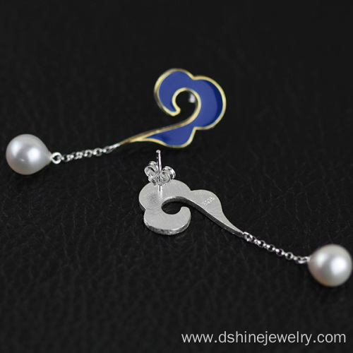 Customized Sterling Silver Drop Pearl Earrings For Women